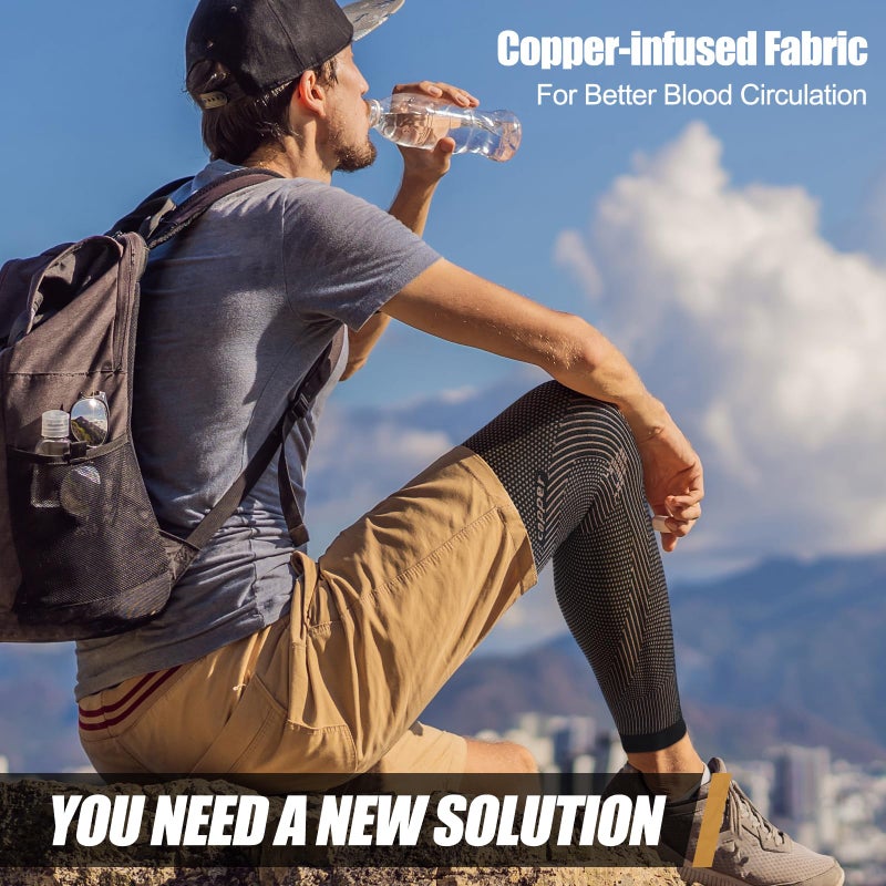 NEENCA Copper Compression Leg Sleeve, Ultra-thin Full Leg Sleeve with Copper Ions Infused Fabric for Knee Pain Relief, Muscle Recovery, Swelling, Inflammation, Promotes Circulation, Sports, Workout... - Image 5