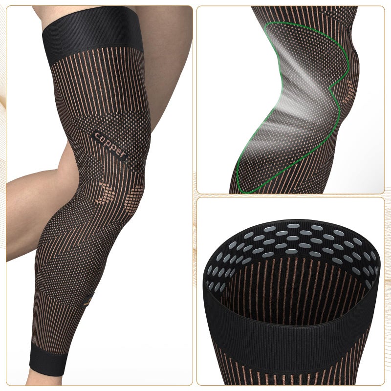 NEENCA Copper Compression Leg Sleeve, Ultra-thin Full Leg Sleeve with Copper Ions Infused Fabric for Knee Pain Relief, Muscle Recovery, Swelling, Inflammation, Promotes Circulation, Sports, Workout... - Image 4