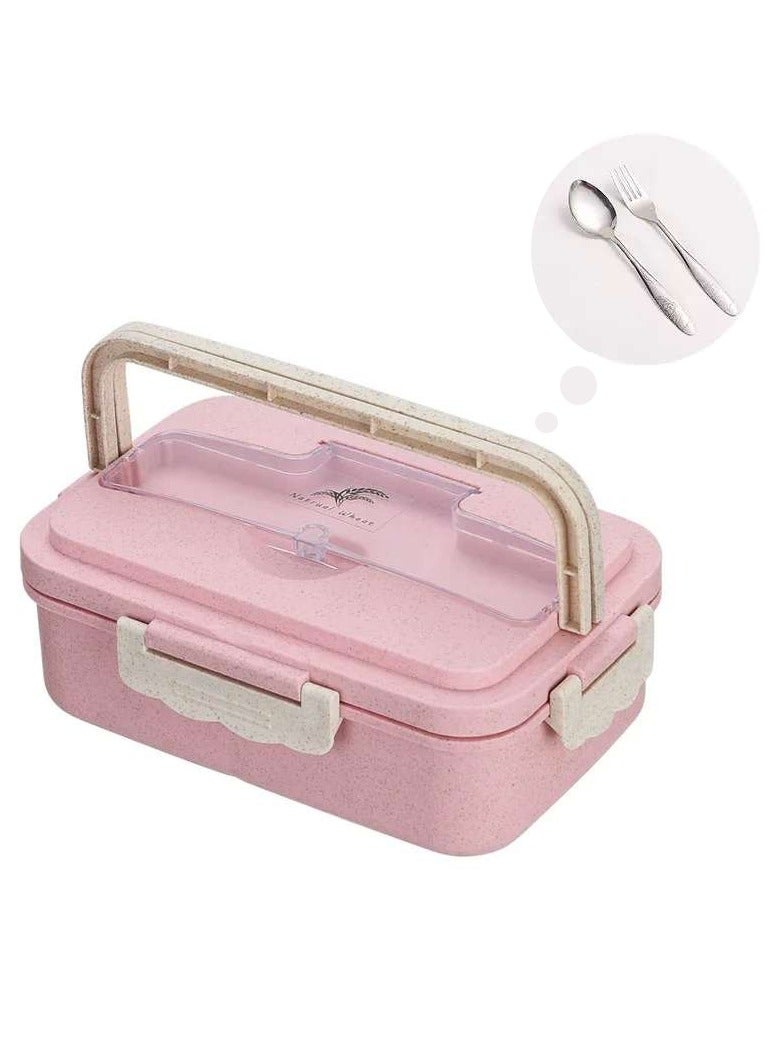 LINGWEI Lunch Box for Kids & Adults Leak-Proof Bento Box with 3 Compartments 1000ml Stainless Steel Microwave & Dishwasher Safe School with Spoon & Fork - Image 2