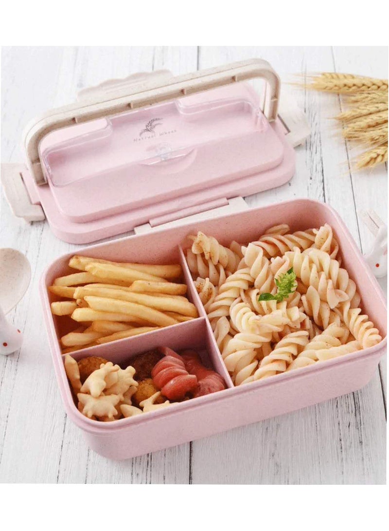 LINGWEI Lunch Box for Kids & Adults Leak-Proof Bento Box with 3 Compartments 1000ml Stainless Steel Microwave & Dishwasher Safe School with Spoon & Fork - Image 5