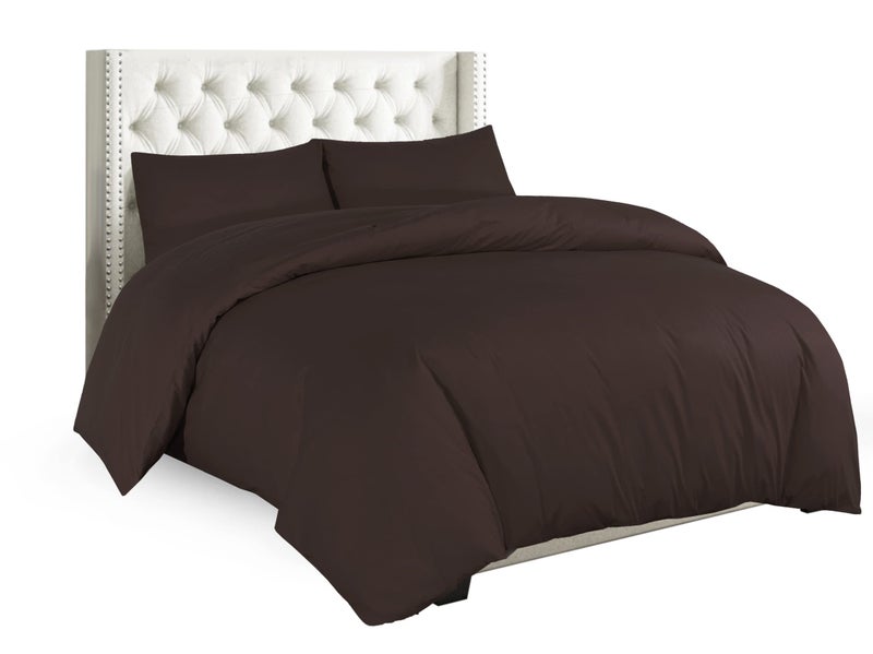 Sapphire Collection Plain Duvet Cover With Pillow Case Non Iron Percale Quilt Cover Bedding Bedroom Set Single Chocolate