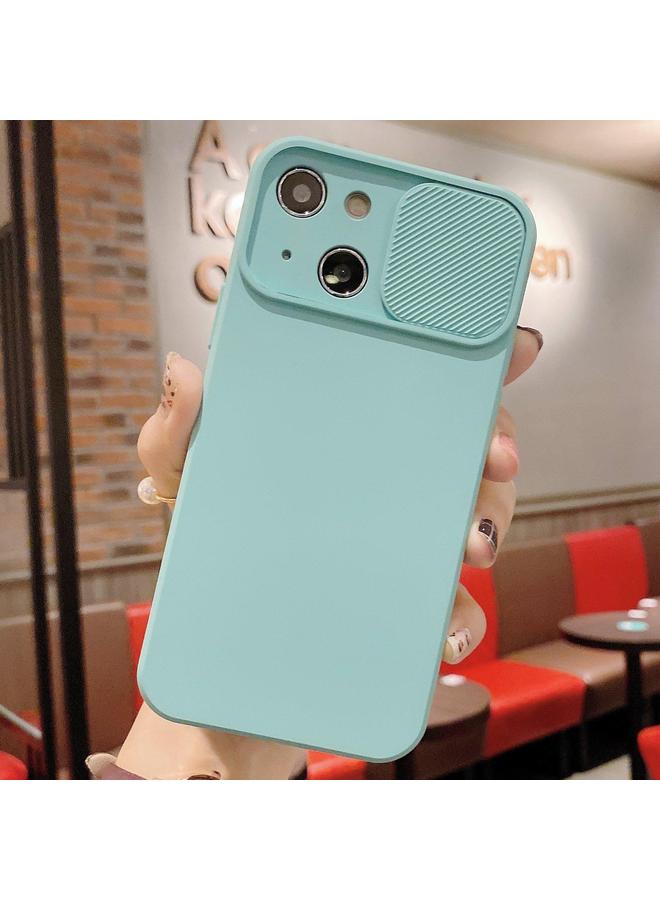 اس-توب جراب لهاتف iPhone 13 مزود بدرع كاميرا منزلق من السيليكون السائل TPU - Image 1