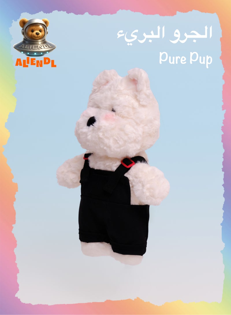 ALIENDL Pure Pup – Plush Puppy Stuffed Animal Toy for Baby Kids, Soft Cute White Dog Plush Doll Gift Set with Removable Clothes & Pouch, Perfect Gift for Kids, Friends & Couples - Image 1