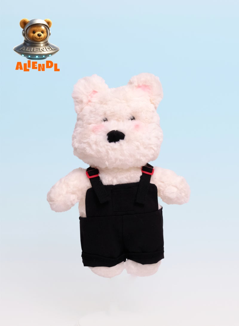 ALIENDL Pure Pup – Plush Puppy Stuffed Animal Toy for Baby Kids, Soft Cute White Dog Plush Doll Gift Set with Removable Clothes & Pouch, Perfect Gift for Kids, Friends & Couples - Image 2