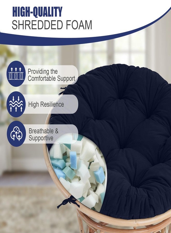 idee-home وسادة كرسي باباسان من إيدي هوم، وسادة دائرية لكرسي باباسان بغطاء من المخمل (بدون كرسي) لكرسي الوعاء، 48 × 48 بوصة، كحلي - Image 3