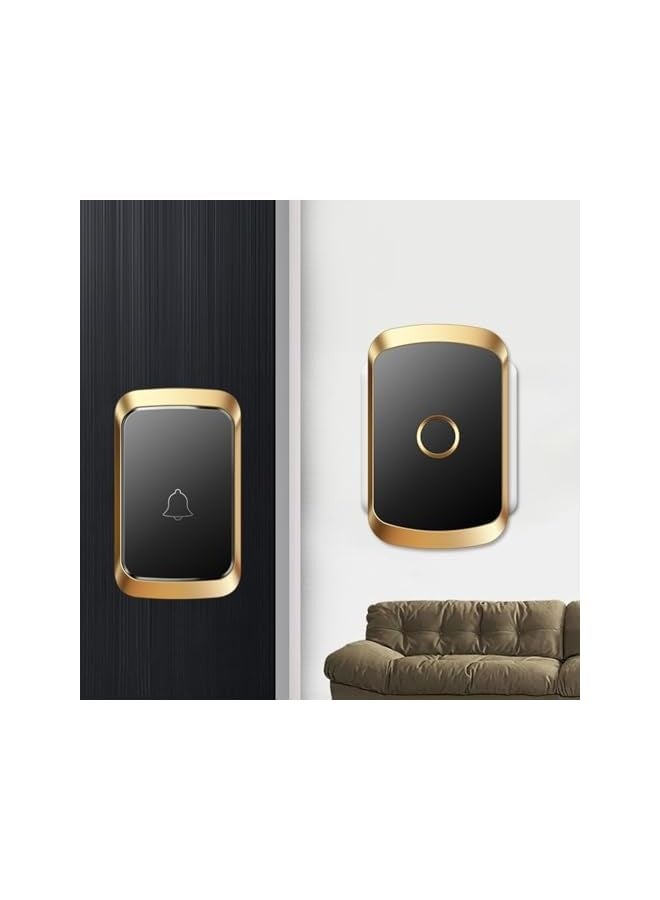 جرس باب لاسلكي - مجموعة جرس باب مقاومة للماء مع 60 نغمة، 5 مستويات صوت، ووميض LED - نطاق 300 متر لمجموعة جرس لاسلكية للمنزل، المكتب، الفصل الدراسي، المستشفى (أسود) - Image 3