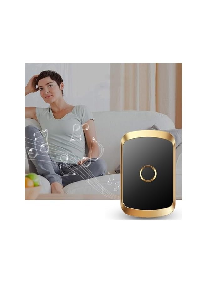 جرس باب لاسلكي - مجموعة جرس باب مقاومة للماء مع 60 نغمة، 5 مستويات صوت، ووميض LED - نطاق 300 متر لمجموعة جرس لاسلكية للمنزل، المكتب، الفصل الدراسي، المستشفى (أسود) - Image 4