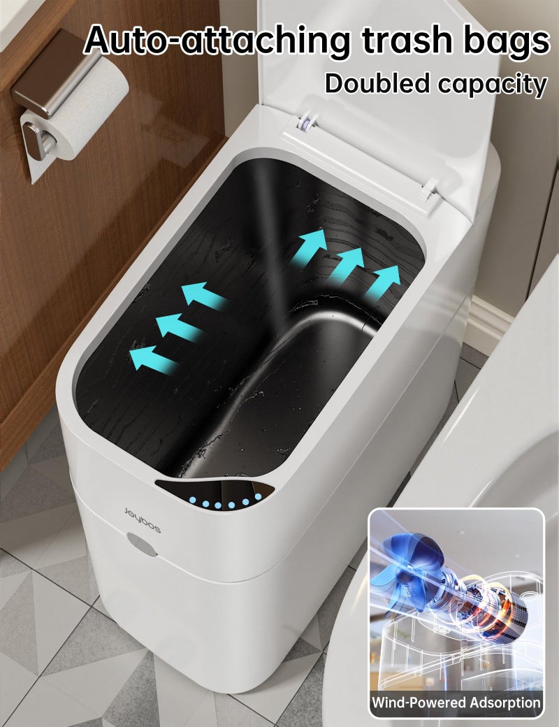 CTIME Touchless Automatic Bathroom Trash Can with Lid - 3 Gallon Slim Motion Sensor Garbage Can for Bedroom, Kitchen, Office - White (6" W x 11" L x 13" H) - Image 3