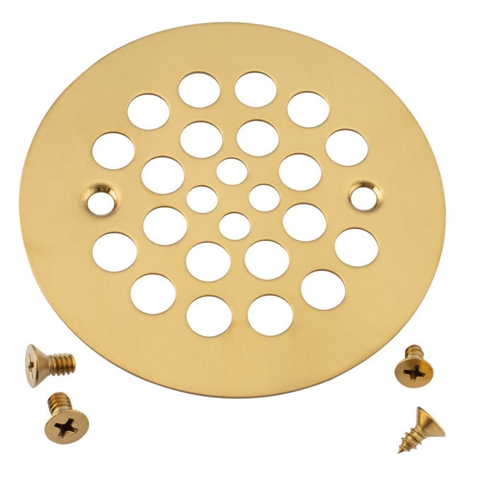 414 SHOWER STRAINER DRAIN TRIM SET SCREWIN SHOWER STRAINER DRAIN COVER PLASTICODDITIES STYLE REPLACEMENT STRAINER GRIDMACHINE SELFTAPPING SCREWS INCLUDED BRUSHED GOLD