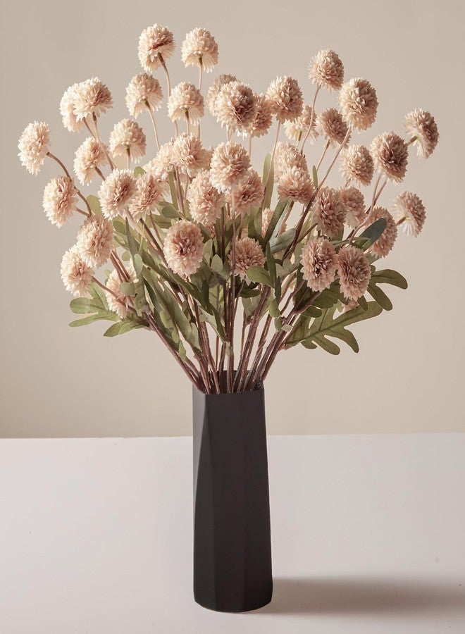 InnoGear Silk Flowers Pompon Mums Artificial Flowers, 10pcs 50 Heads Fake Mini Chrysanthemums with Long Stems Bulk Faux Kiku Flower for Decoration Memorial DIY Wedding Bouquets Centerpieces, Beige - Image 1