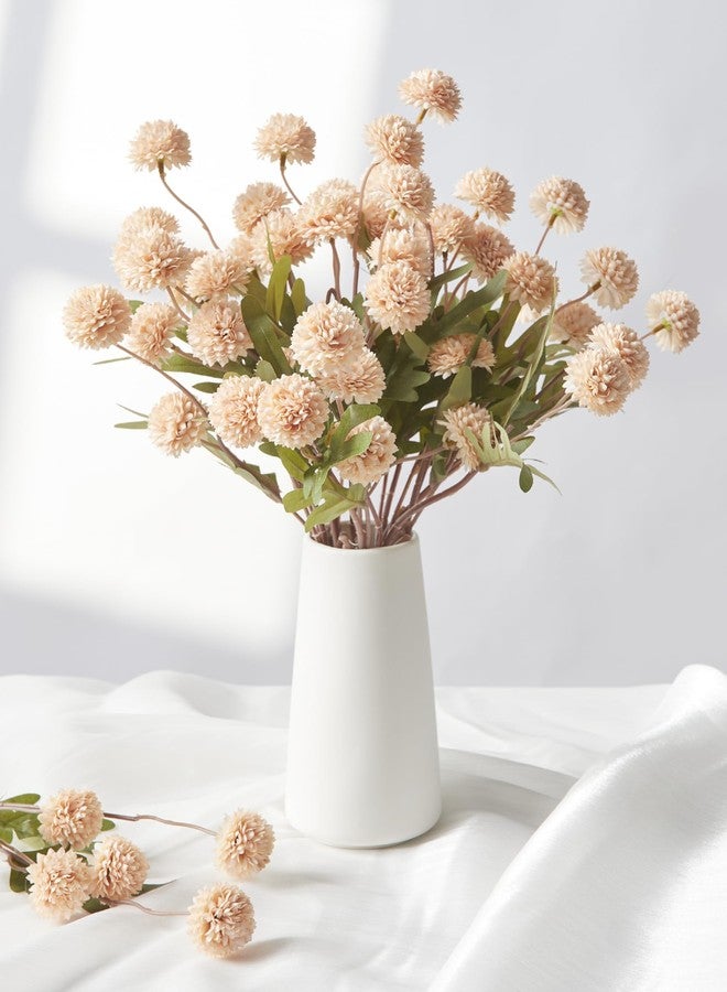 InnoGear Silk Flowers Pompon Mums Artificial Flowers, 10pcs 50 Heads Fake Mini Chrysanthemums with Long Stems Bulk Faux Kiku Flower for Decoration Memorial DIY Wedding Bouquets Centerpieces, Beige - Image 5