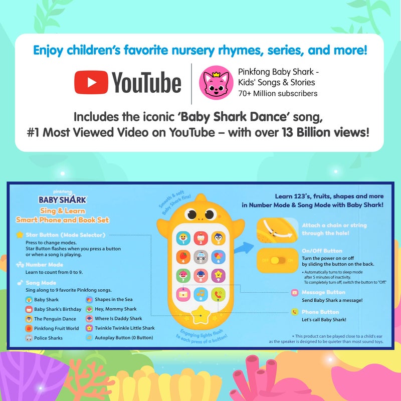 Pinkfong Baby Shark Sing & Learn Smart Phone and Book Set - Interactive Educational Toy - Ages 1-3 - Image 4