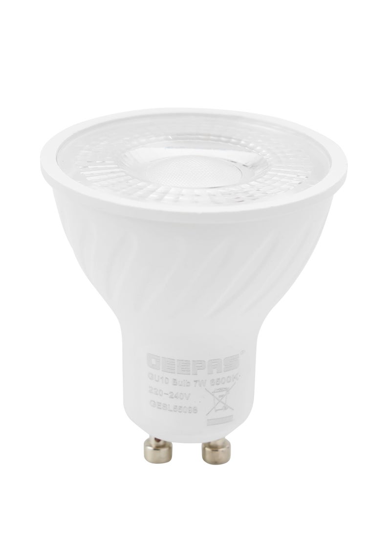 GEEPAS - Geepas 7W GU 10 Bulb GESL55098, 560 Lumens, Cool Day Light 6500 K| Energy Efficient Bulb with 15000 Hours Lifetime, Ceiling Light Bulb Perfect for Home and Office Use, 2 Years Warranty, White - Image 1