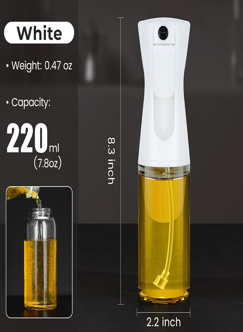Oil Sprayer for Cooking, 2025 Newest Upgraded Olive Oil Sprayer and Dispenser for Kitchen, Food Grade Oil Spray Bottle for Cooking, Air Fryer, Deep Frying, BBQ (White, 220ml)  - Image 2