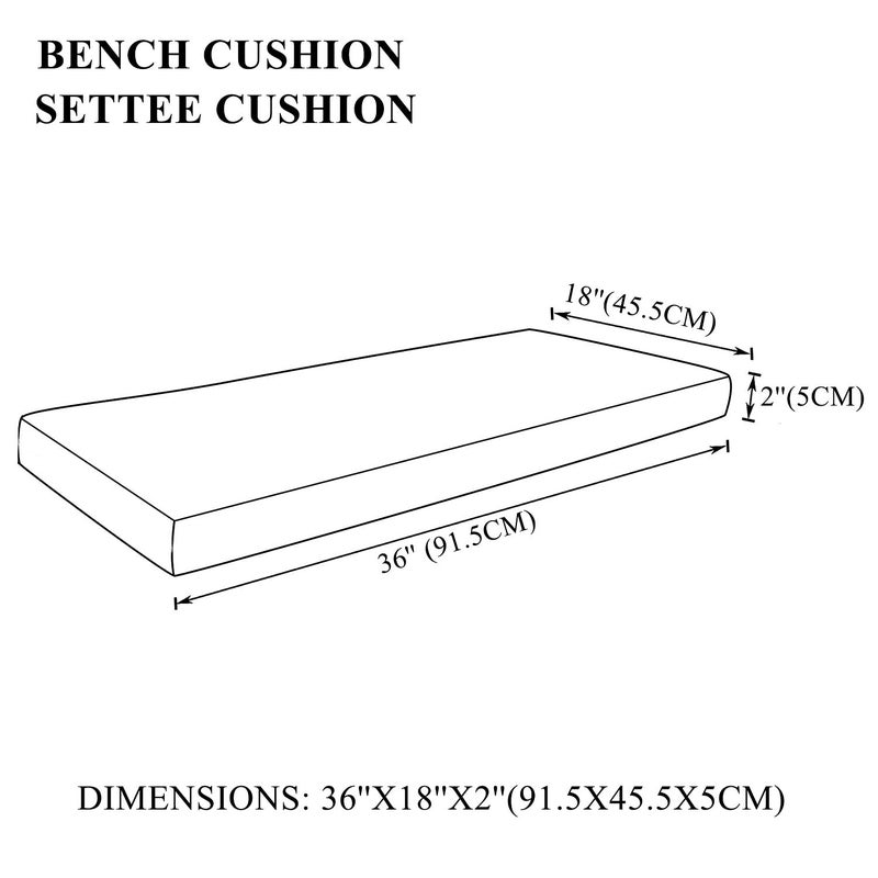 SAMTY Bench Seat Memory Foam Chair Pads Non-Slip Rubber Back Indoor Swing/Settee Cushion 36 x 18 inch - Image 2