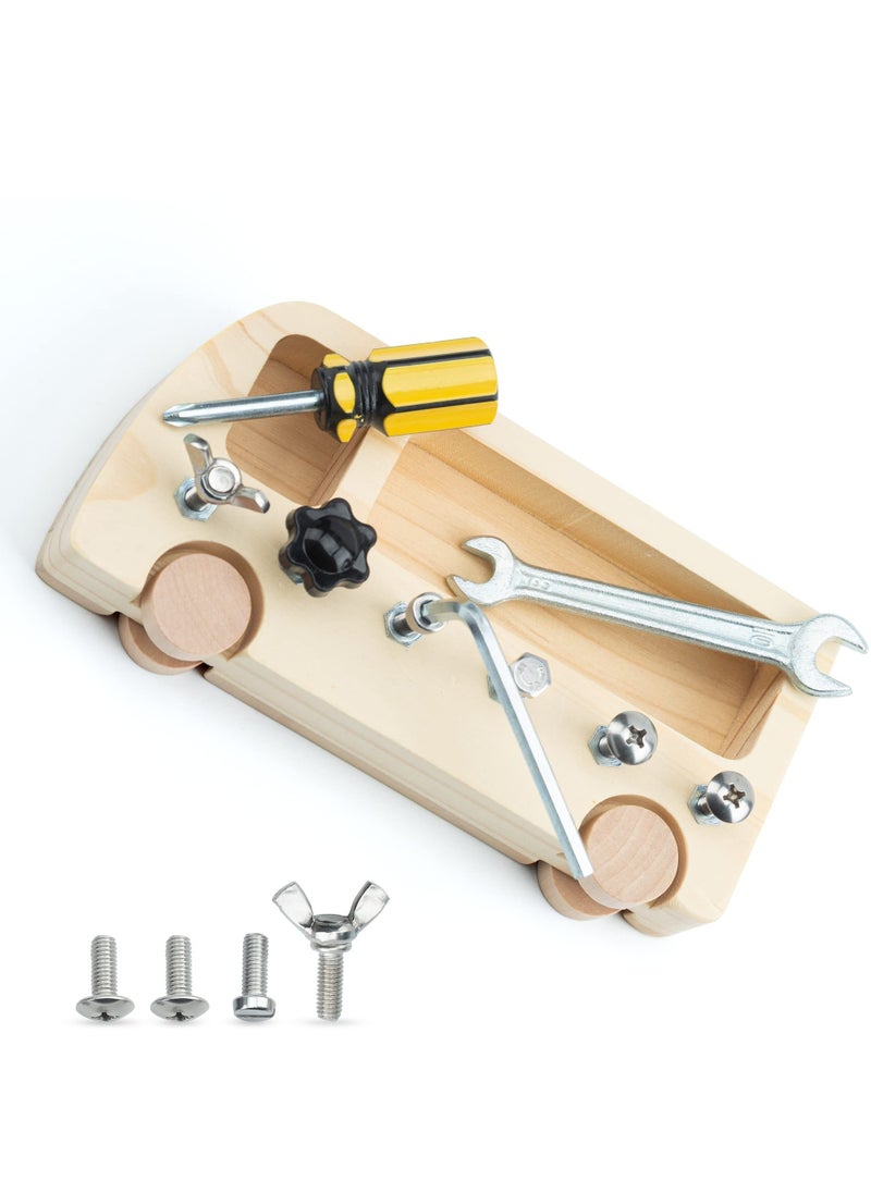 Excefore Wooden Screwdriver Board  Montessori Toys, Learning Sensory Bin Toys Preschool Toys, Suitable for Toddler Preschool Toddler Busy Board Educational Toys  - Image 1