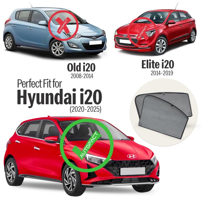 Autofact Car Sunshades for Hyundai i20 New (2020 to 2025), UV Protection, Useful Car Accessories, Custom fit Sun Shades for Side Windows, Set of 4 - Image 2