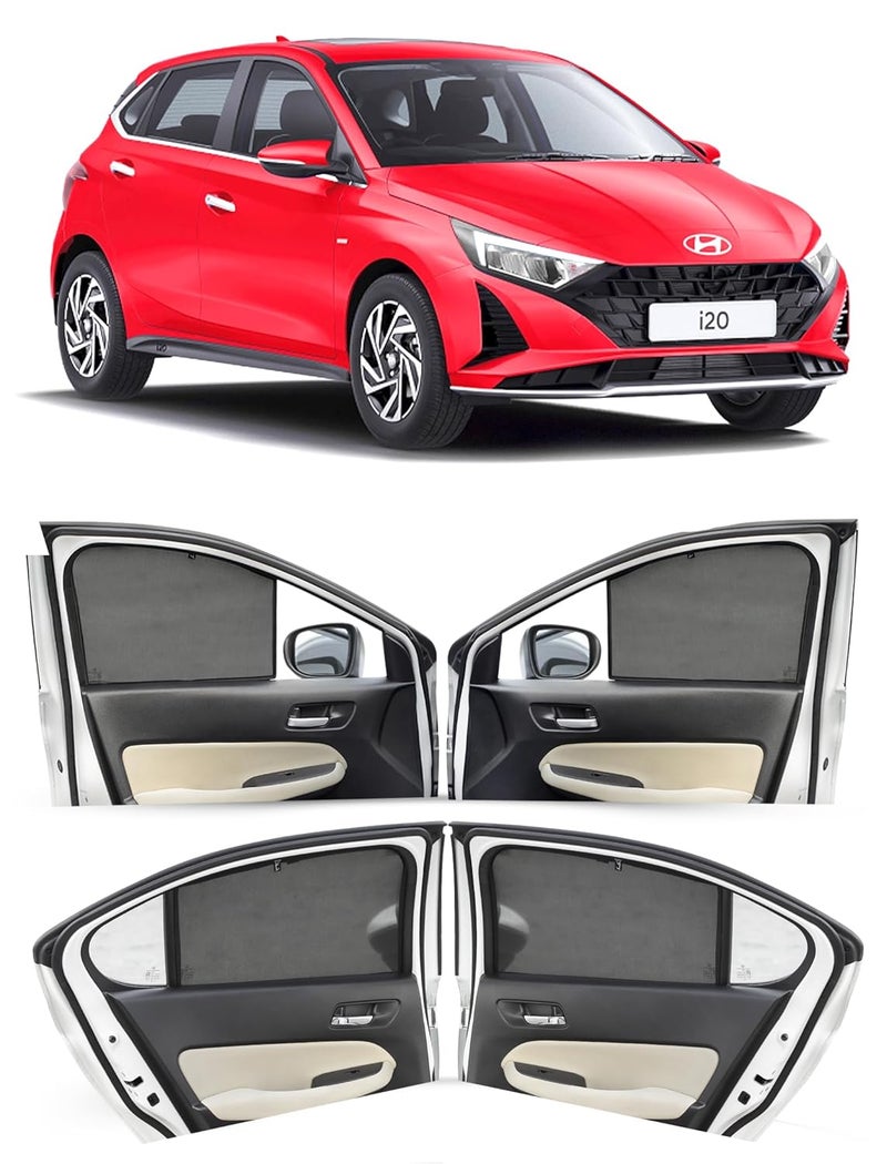Autofact Car Sunshades for Hyundai i20 New (2020 to 2025), UV Protection, Useful Car Accessories, Custom fit Sun Shades for Side Windows, Set of 4 - Image 1