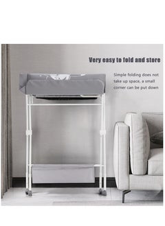 Arabest Baby Portable Diaper Changing Table, Foldable Changing Table for Baby with Wheels, Baby Diaper Changing Station with 3-Level Adjustable Height, Portable Changing Table with Large Organizers Grey  - Image 2