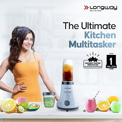 Longway Sage 500 Watt Juicer Mixer Grinder with 2 Jars for Grinding, Mixing, Juicing with Powerful Motor | 2 Year Warranty | (Black & Gray, 2 Jars) - Image 2