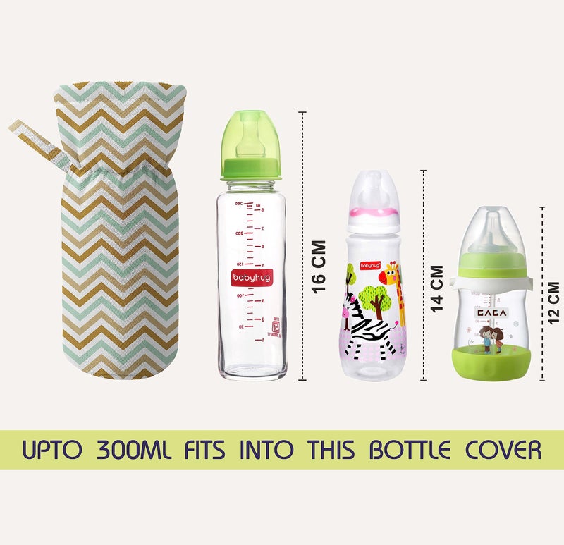 Custom Catch Cotton Soft Plush Baby Bottle Feeding Cover Tote Modern Bag Carrier Bag Bottle Cover with Strap Pack of 2, Multicolor - Image 2