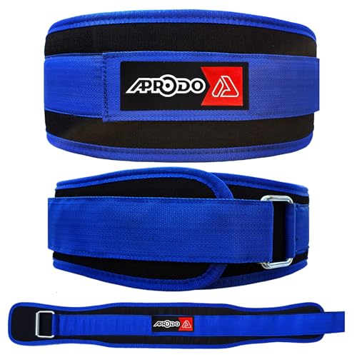Aprodo Multipurpose Weight Lifting Belt for Back Support Comfortable & Durable for Powerlifting, Weightlifting, Gym, Workout - 100% Nylon, (4 Inch Wide) for Men and Women (Blue, Medium 32'' - 36'') - Image 1