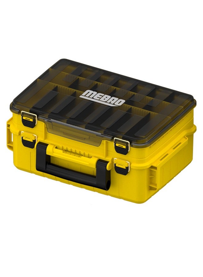 MEBAO Fishing Tackle Box Organizer Double Layer Tackle Storage Fishing Boxes Outdoor Box with Adjustable Dividers 43 * 29.5 * 18.6cm (Yellow) - Image 1