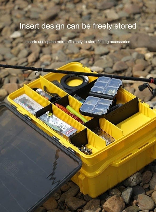 MEBAO Fishing Tackle Box Organizer Double Layer Tackle Storage Fishing Boxes Outdoor Box with Adjustable Dividers 43 * 29.5 * 18.6cm (Yellow) - Image 4
