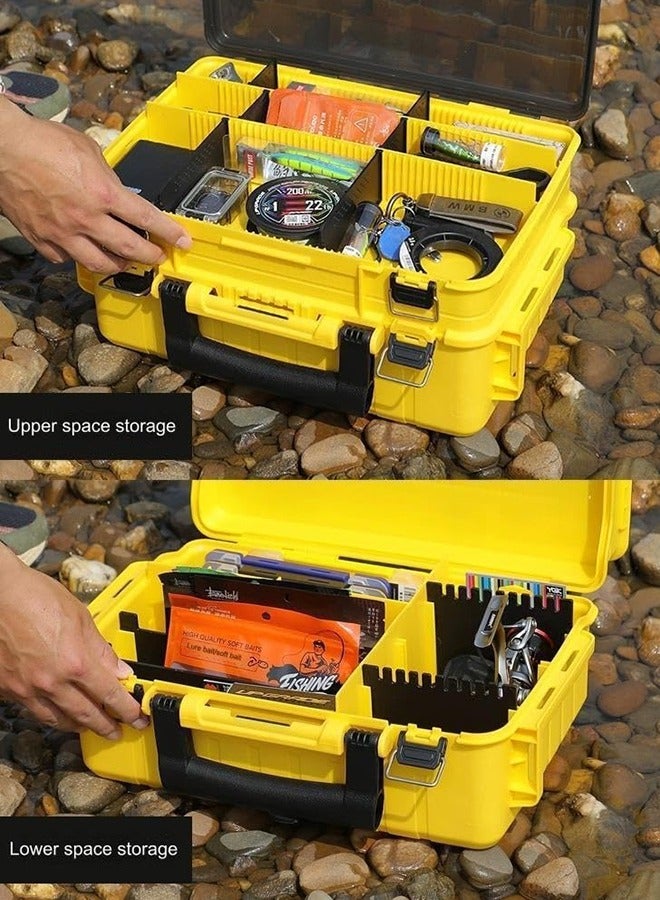 MEBAO Fishing Tackle Box Organizer Double Layer Tackle Storage Fishing Boxes Outdoor Box with Adjustable Dividers 43 * 29.5 * 18.6cm (Yellow) - Image 5