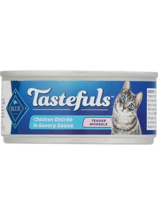 بلو بافلو طعام القطط الرطب من Blue Buffalo Tastefuls Natural Tender Morsels، مكون من طبق رئيسي من الدجاج، علب 5.5 أونصة (عبوة من قطعة واحدة) - Image 2