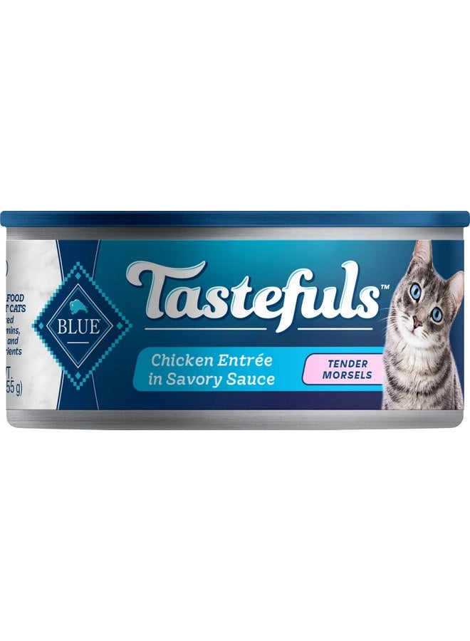 بلو بافلو طعام القطط الرطب من Blue Buffalo Tastefuls Natural Tender Morsels، مكون من طبق رئيسي من الدجاج، علب 5.5 أونصة (عبوة من قطعة واحدة) - Image 1