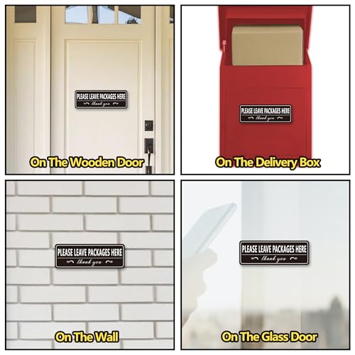 LUHIMO Please Leave Packages and Deliveries Here Sign Sticker，Self-Adhesive Waterproof Vinyl Delivery Signs for Packages, Place Packages Here Sign for Home，Office，Shop，Box, Door（10" x 3.5"） - Image 5
