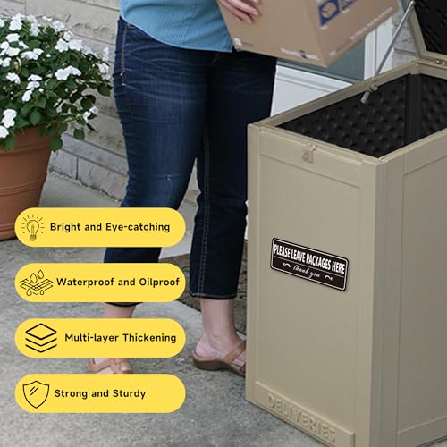 LUHIMO Please Leave Packages and Deliveries Here Sign Sticker，Self-Adhesive Waterproof Vinyl Delivery Signs for Packages, Place Packages Here Sign for Home，Office，Shop，Box, Door（10" x 3.5"） - Image 4