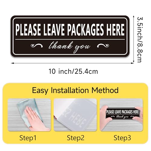 LUHIMO Please Leave Packages and Deliveries Here Sign Sticker，Self-Adhesive Waterproof Vinyl Delivery Signs for Packages, Place Packages Here Sign for Home，Office，Shop，Box, Door（10" x 3.5"） - Image 2
