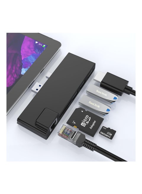 Surface Pro Docking Station USB Hub, 4K HDMI Port Gigabit Ethernet Adapter Docking Station with Memory Card Reader USB 3.0 Hub Adapter Ethernet and HDMI Hub for Microsoft Surface Pro 6/5/4 ST-768-P5