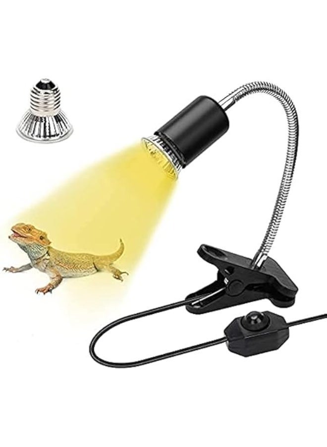 UVA / UVB سلحفاة مصباح الحرارة، 25W المشبك على الزواحف مصباح الحرارة، 360 درجة قابلة للتعديل ضوء التدفئة حوض السمك، E27 المشبك على الحيوانات الأليفة التدفئة مصدر للزواحف / البرمائيات / السحليات / السلحفاة / الثعابين - Image 1