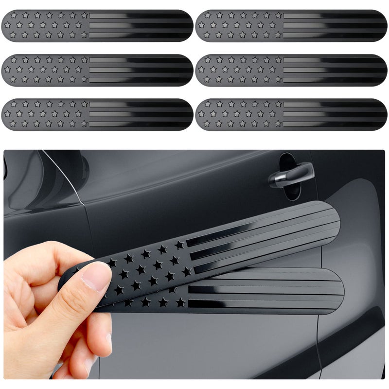Tallew 6 Pcs 3D American Flag Decal 6 x 1 Inch USA Black Metal Flag Decal Patriotic Car Badges for Auto SUV Truck Motorcycle Bumper Window Fender Accessories - Image 1