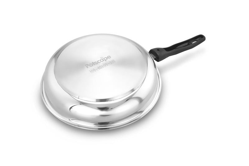 Potscape Essential Stainless Steel Frypan 24cm Heavy Bottom Frying Pan Induction and Gas Cooktops Compactible Dishwasher Safe Healthy Cooking Study Handle 2 Year Warranty - Image 3