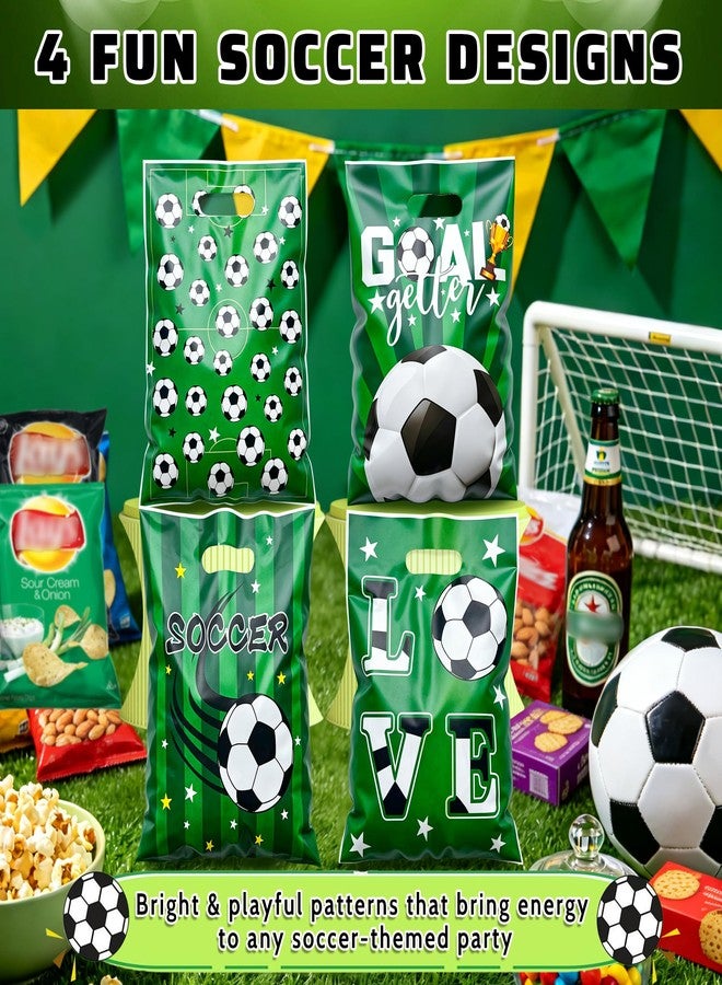 QOIUSO 50 PCS Soccer Party Favor Bags - Reusable Soccer Goodie Bags with Handles - Plastic Snacks Treat Gift Bag for Kids Birthday Parties, Team Celebrations, Tournament Parties, Game Day Events - Image 3