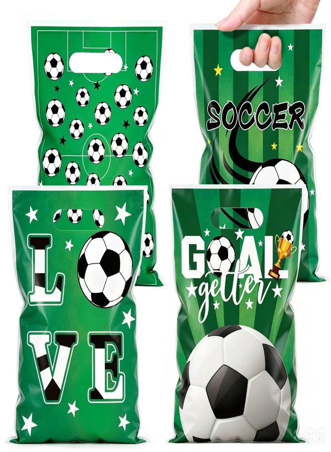 QOIUSO 50 PCS Soccer Party Favor Bags - Reusable Soccer Goodie Bags with Handles - Plastic Snacks Treat Gift Bag for Kids Birthday Parties, Team Celebrations, Tournament Parties, Game Day Events - Image 1