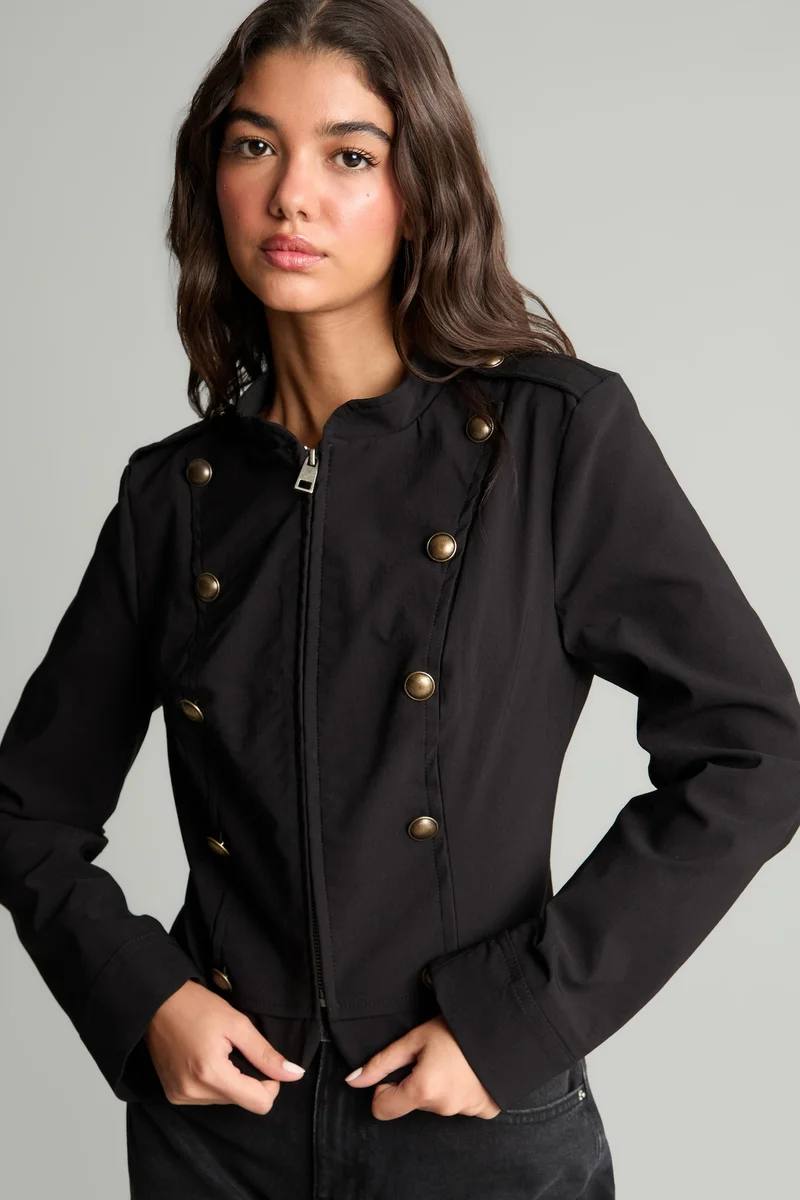 Defacto  High Neck Button Detail Bengalin Napoleon Jacket for Women | Best Price UAE