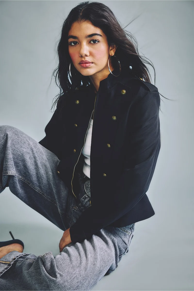 Defacto  High Neck Button Detail Bengalin Napoleon Jacket for Women | Best Price UAE