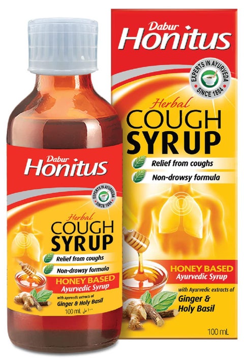 Honitus Cough Syrup Relief from Cough Non Drowsy Formula Ginger & Holy Basil 100ml