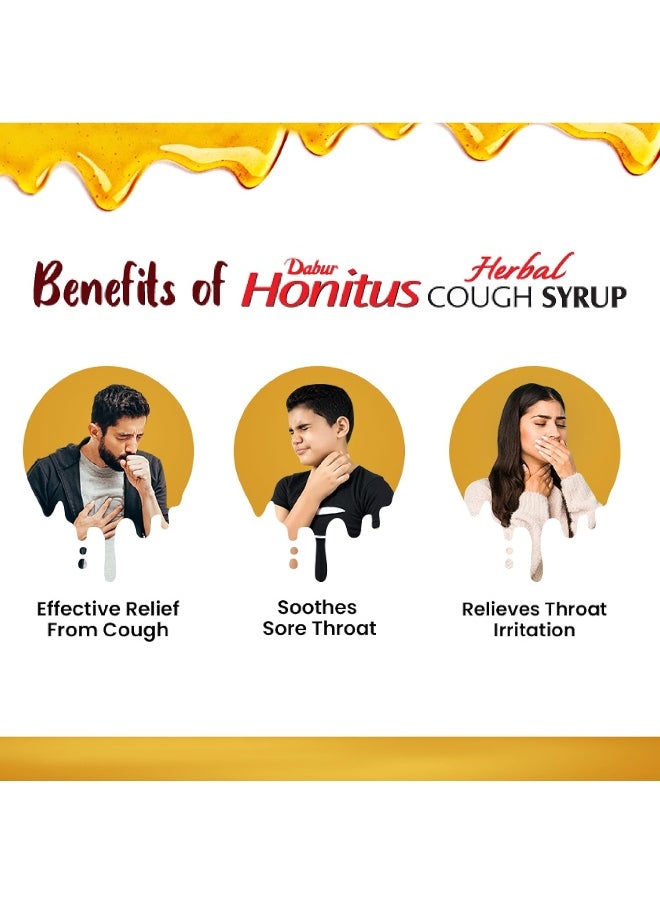 Dabur - Honitus Cough Syrup Relief from Cough Non Drowsy Formula Ginger & Holy Basil 100ml - Image 1