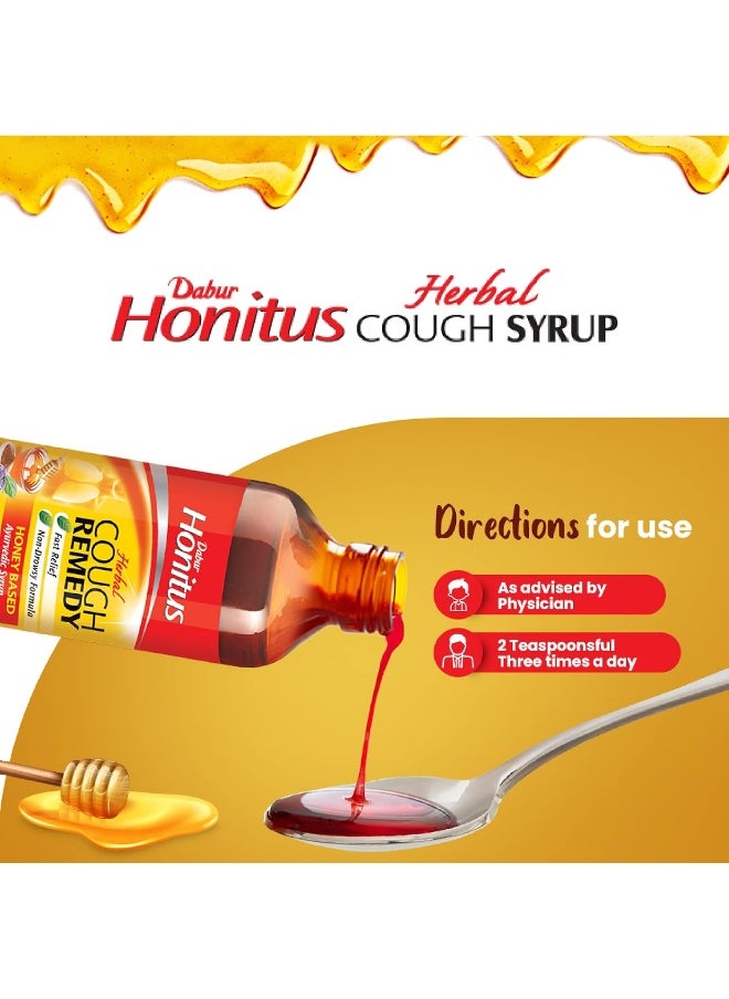 Dabur - Honitus Cough Syrup Relief from Cough Non Drowsy Formula Ginger & Holy Basil 100ml - Image 1