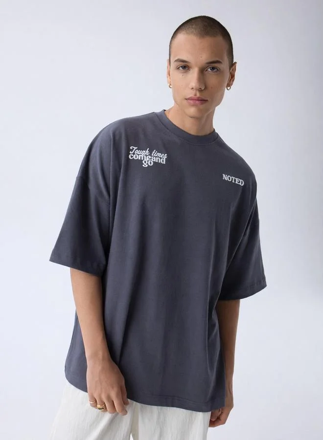 Take Two Grey Graphic Print Oversized T-Shirt By Noted