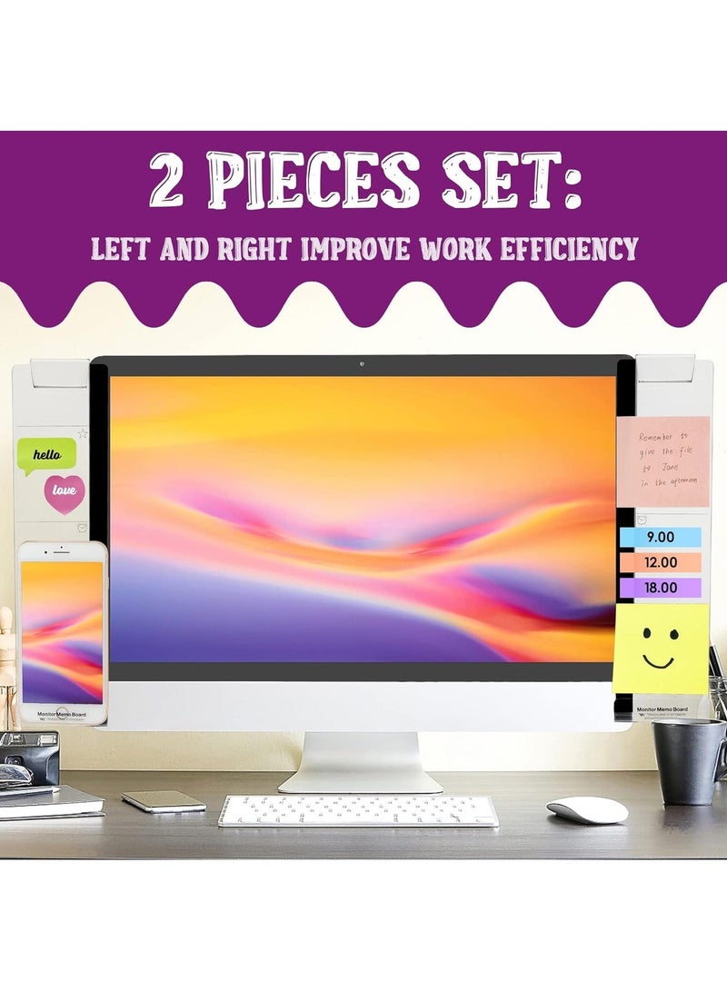 NIIMBOT 2 Pcs Computer Monitor Memo Board, Office Desk Accessories Multifunction Message Board Transparent Creative Monitor Side Panel with Sticky Note Holder Phone Holder Suitable for Office Home Work Desk - Image 2