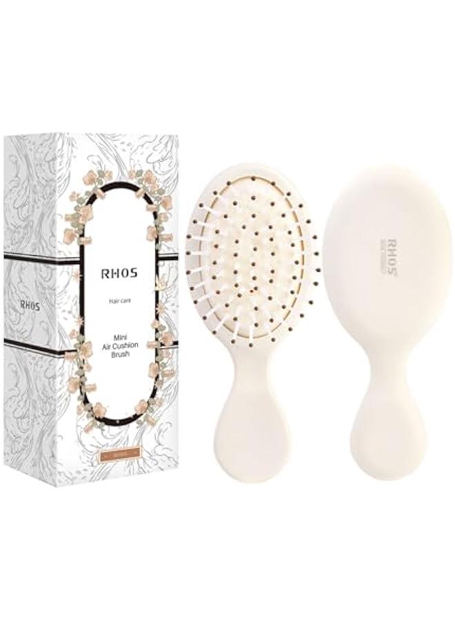Arabest Portable Hairbrush for Women, Men, and Kids - Travel-sized Hair Brush for Purse, Pocket, Backpack - Small Paddle Brush with Gentle Bristles - Detangler Brush for All Hair Types - Beige (1 Pack) - Image 1