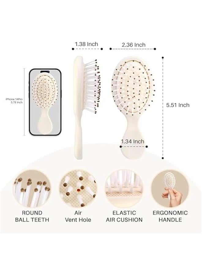 Arabest Portable Hairbrush for Women, Men, and Kids - Travel-sized Hair Brush for Purse, Pocket, Backpack - Small Paddle Brush with Gentle Bristles - Detangler Brush for All Hair Types - Beige (1 Pack) - Image 2