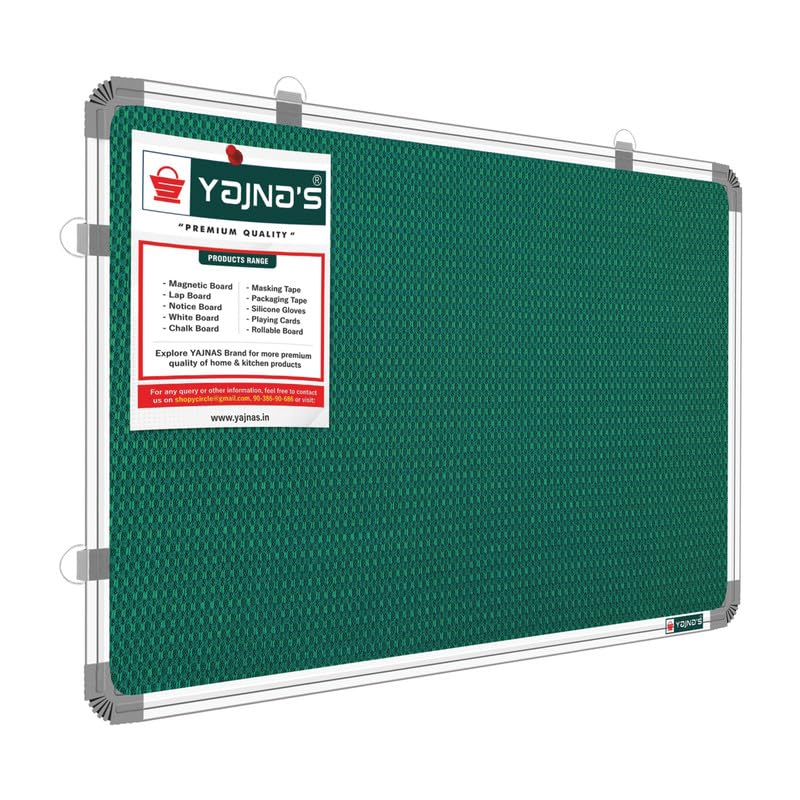 YAJNAS 2x2 Feet Notice Premium Material Pin-up Board/Pin-up Board/Soft Board/Bulletin Board/Pin-up Display Board for Office, School and Home, (Green, Pack of 1) (2 x 2 Feet, Green) - Image 1